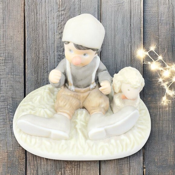 Kim Anderson 1999 I Promise You Laughter And Smiles Boy And Lamb Figurine VTG - Picture 1 of 10